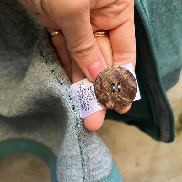 PrAna Kari Sweater / Jacket in Teal Green, Wool Blend + Fleece with Hood, Small - Picture 10 of 16